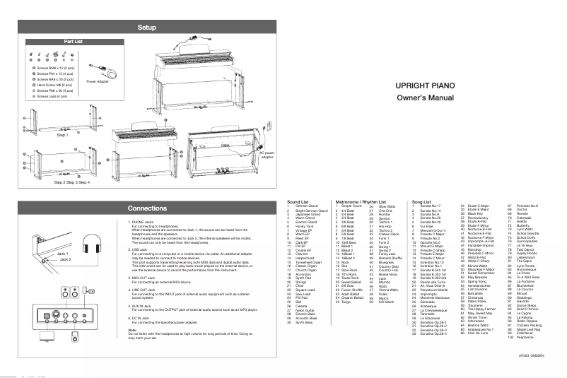 Página 1 del manual Manual de usuario Medeli UP203