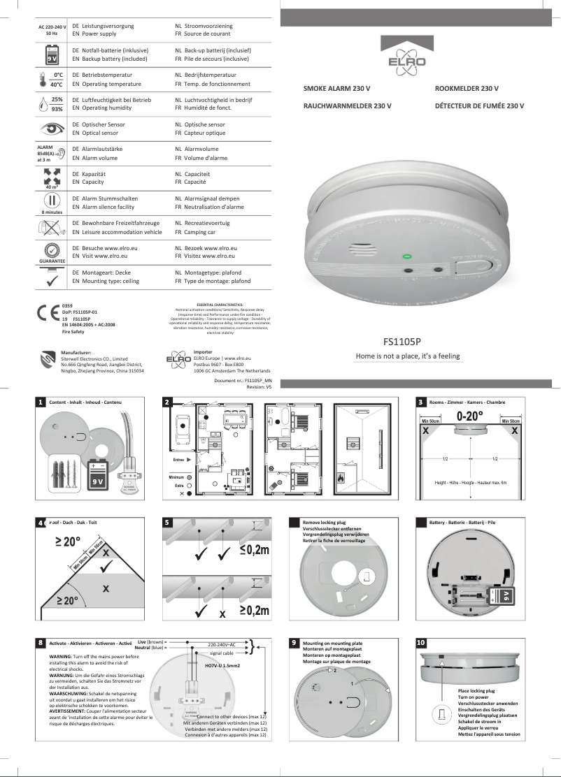 Page n°1 - Manuel utilisateur Elro FS1105P