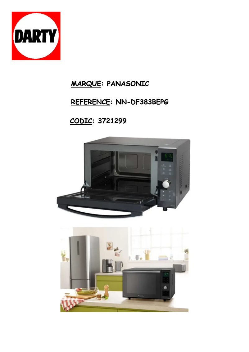 Page 1 de la notice Manuel utilisateur Panasonic NN-DF383BEPG