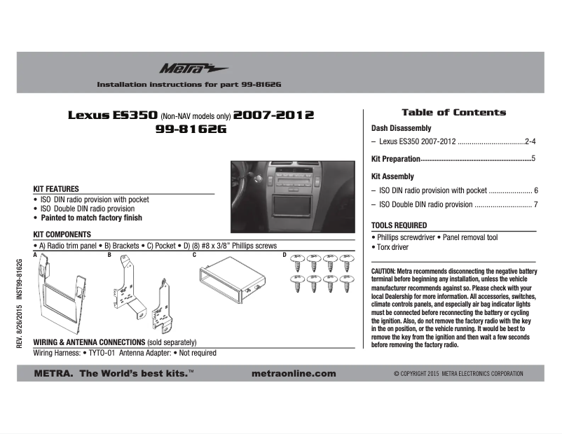 Página 1 del manual Manual de usuario Metra 99-8162G