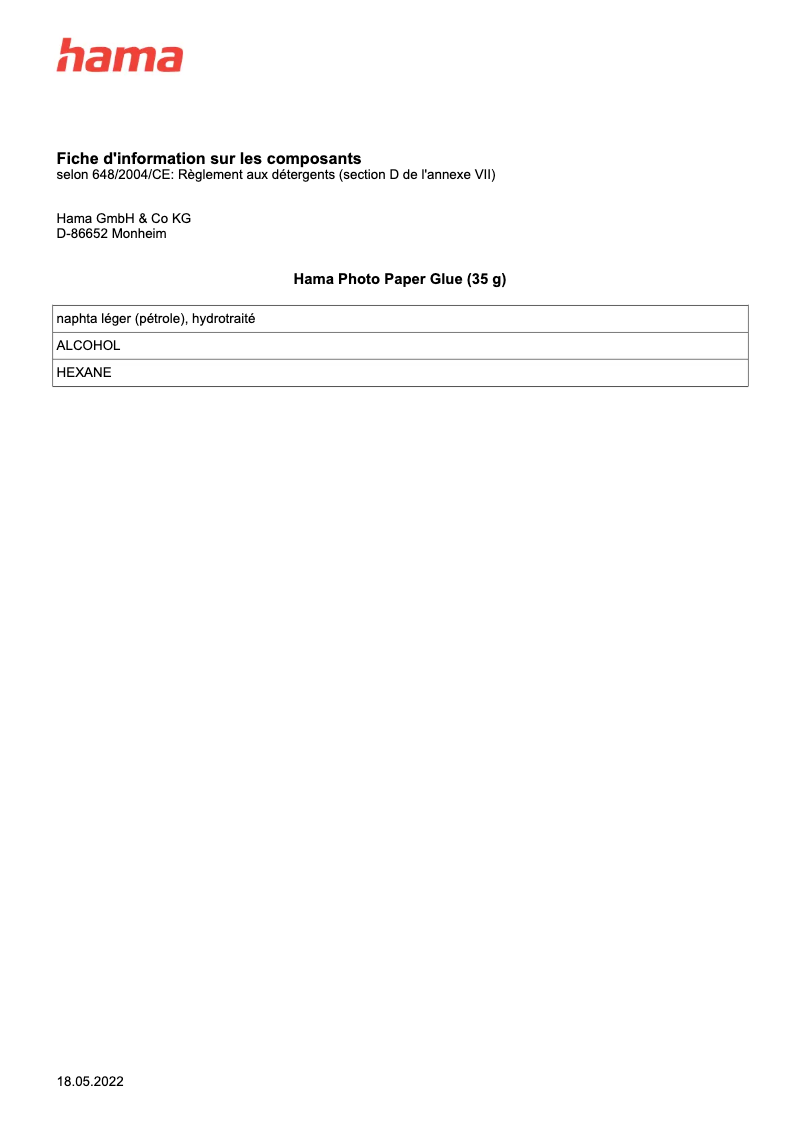 Page n°1 - Fiche technique Hama 00007100