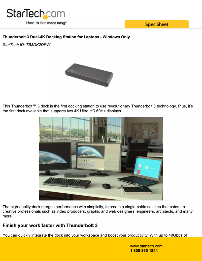 Page n°1 - Brochure StarTech.com TB3DK2DPW