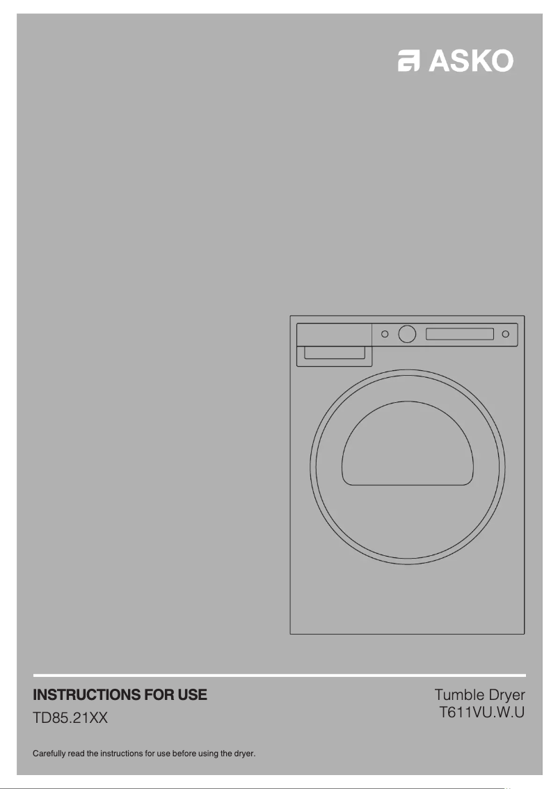 Page 1 de la notice Manuel utilisateur Asko T611VUW