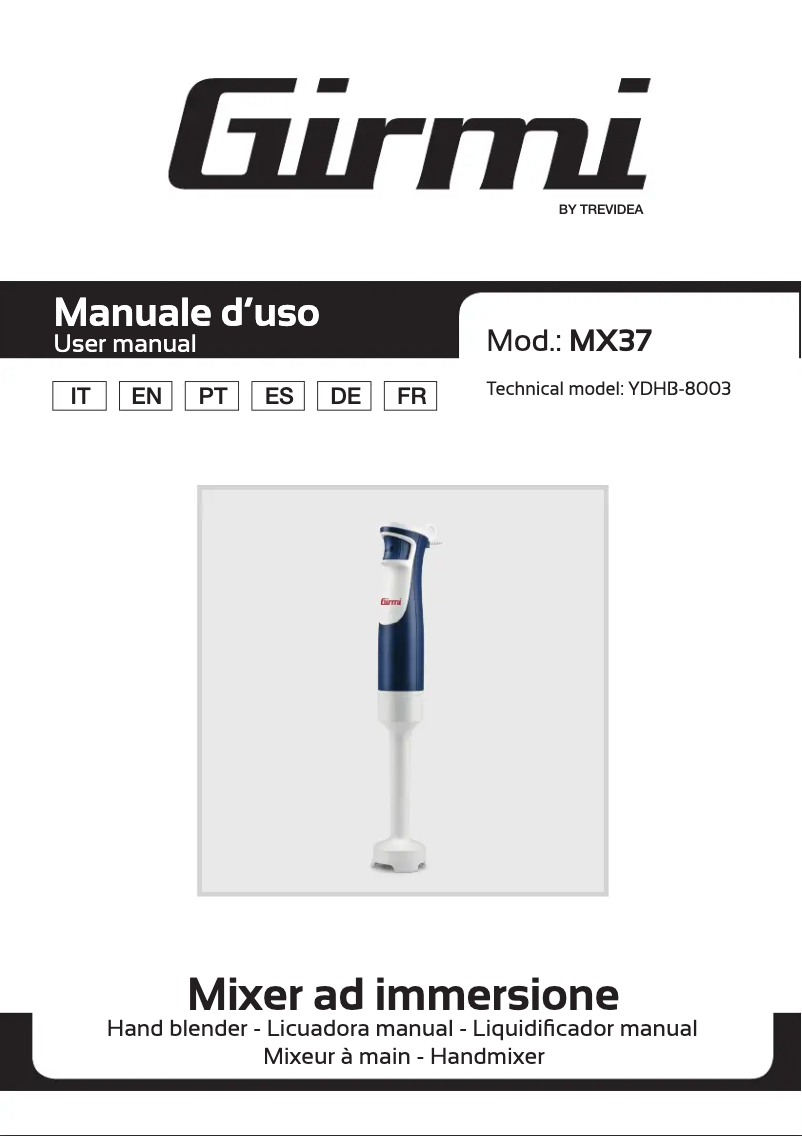 Page 1 de la notice Manuel utilisateur Girmi MX37