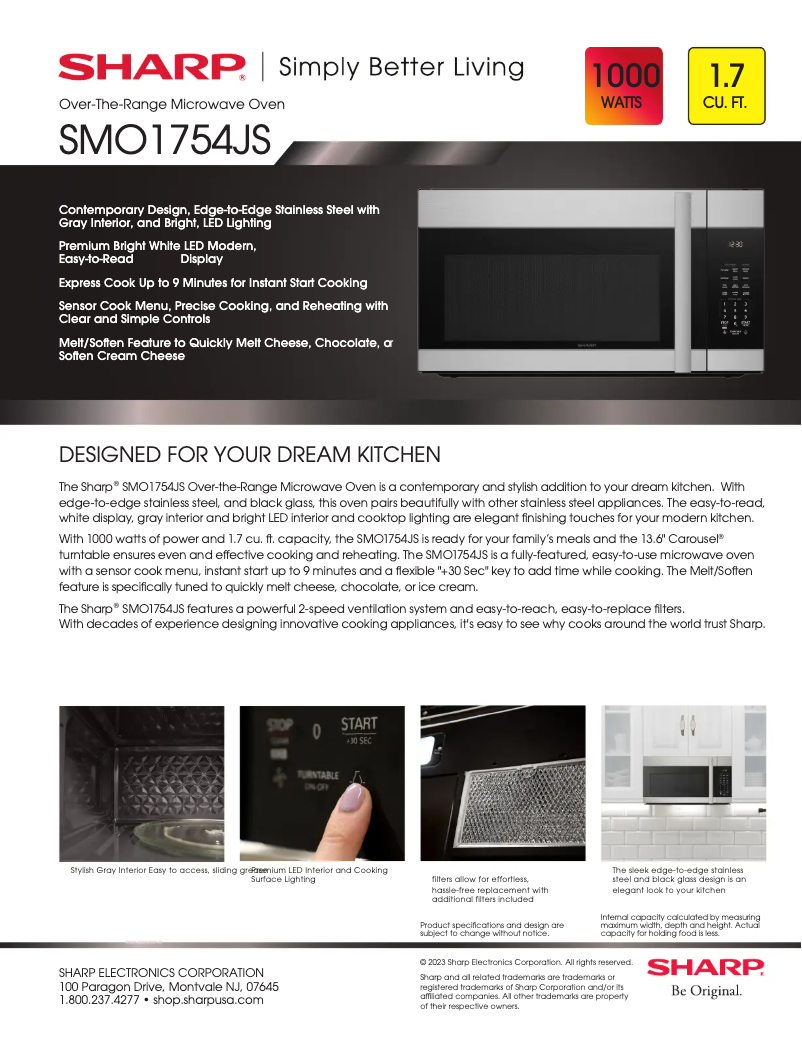 Page n°1 - Fiche technique Sharp SMO1754JS