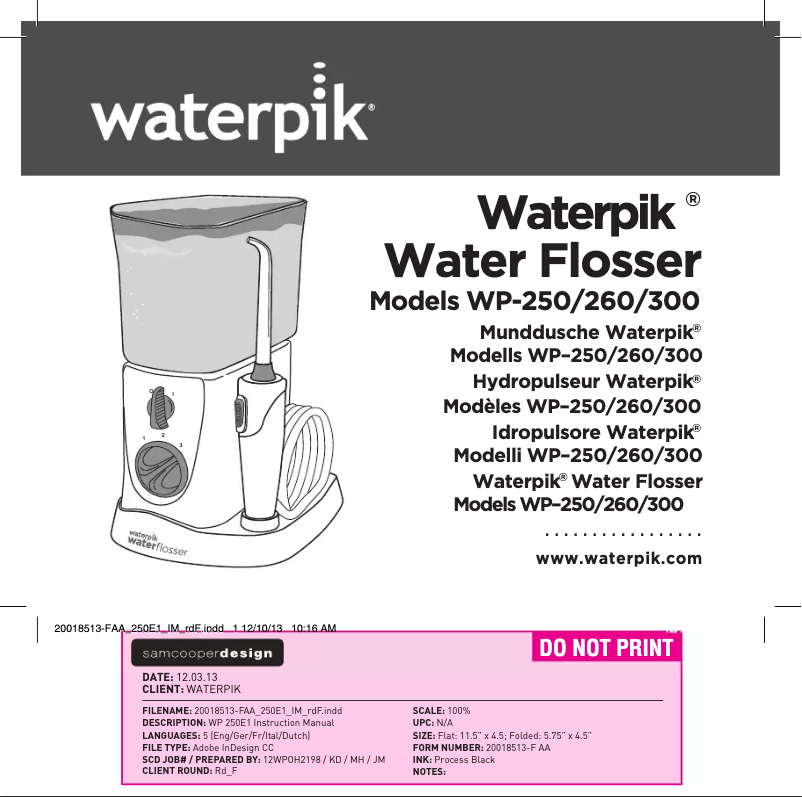 Image de la première page du manuel de l'appareil Nano WP-250