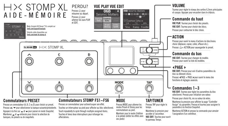 Page 1 of the manual Technical Sheet Line 6 HX Stomp XL
