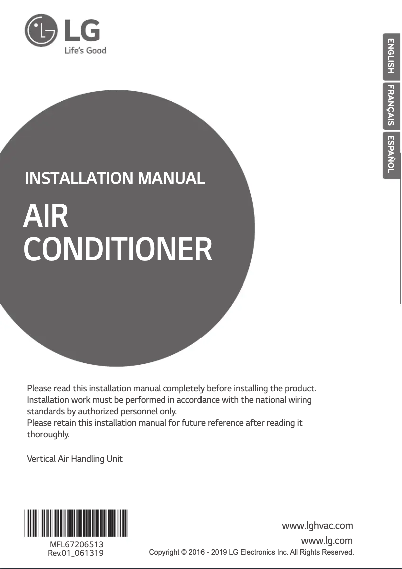 Page n°1 - Guide d'installation LG LVN361HV4