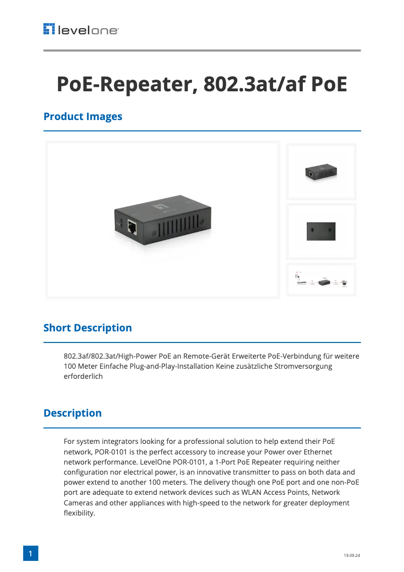 Image de la première page du manuel de l'appareil POR-0101