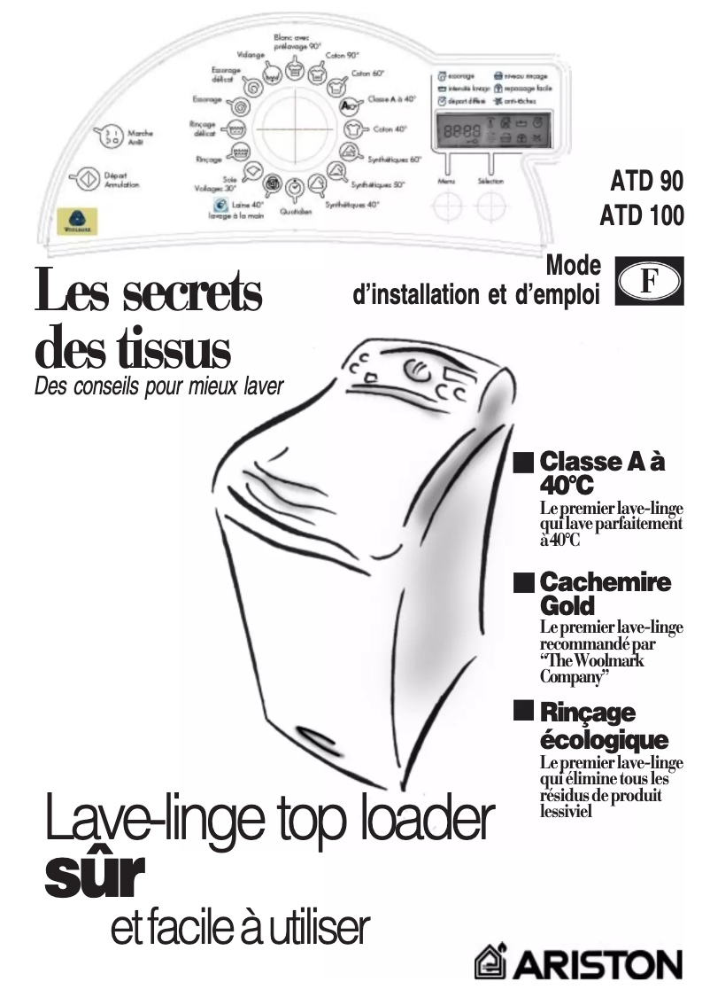 Page 1 de la notice Manuel utilisateur Ariston Thermo ATD 90
