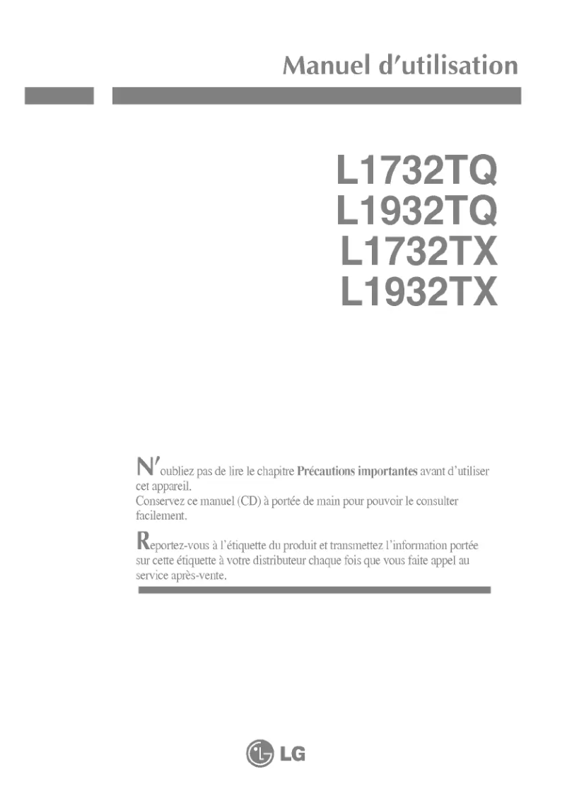 Page 1 of the manual User Manual LG L1932TX