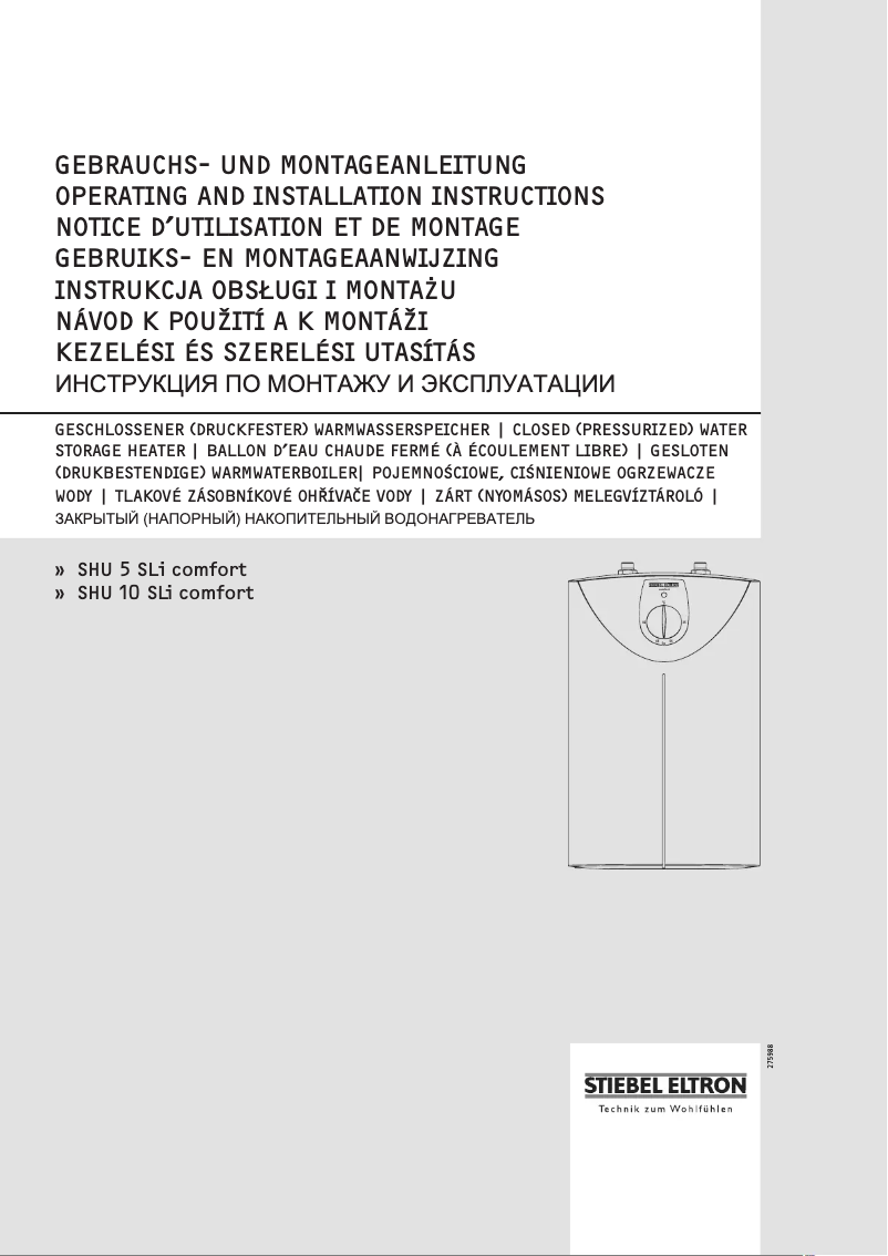 Page n°1 - Manuel utilisateur Stiebel Eltron SHU 10 SLi Comfort