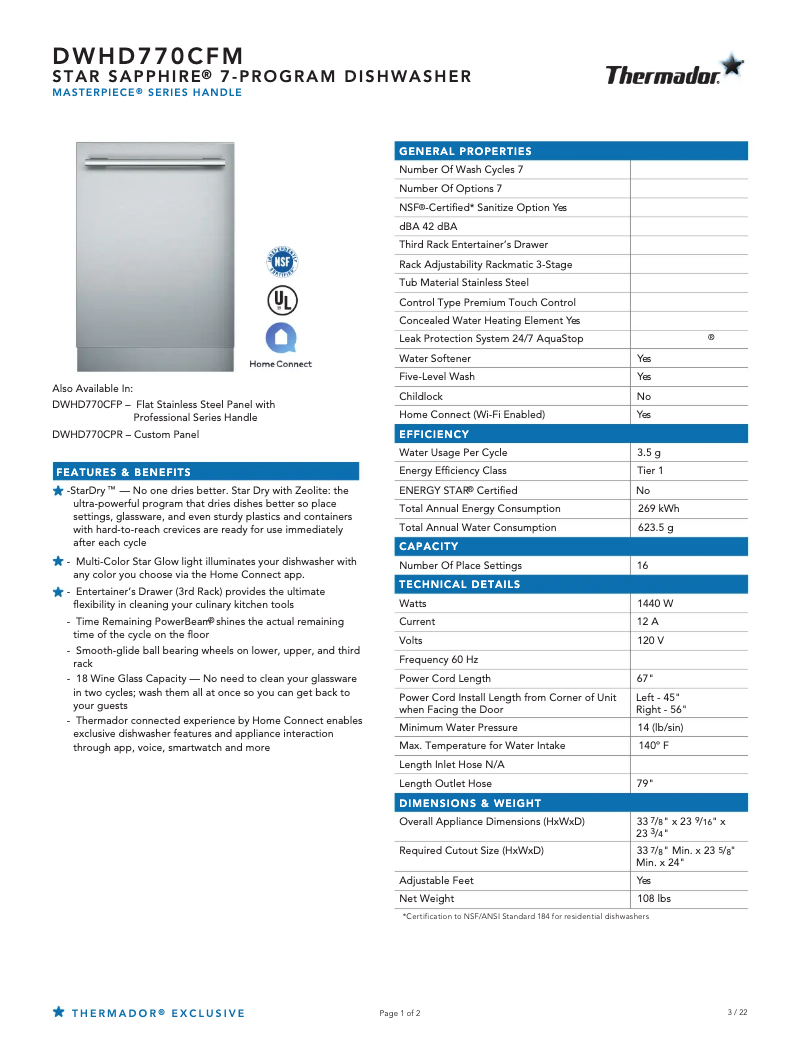 Image de la première page du manuel de l'appareil DWHD770CFM