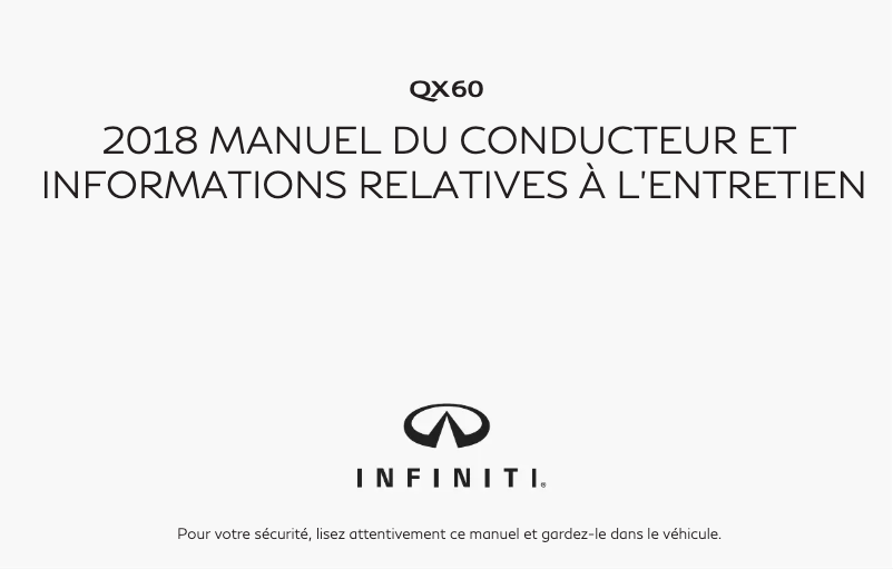 Image de la première page du manuel de l'appareil QX60 (2018)