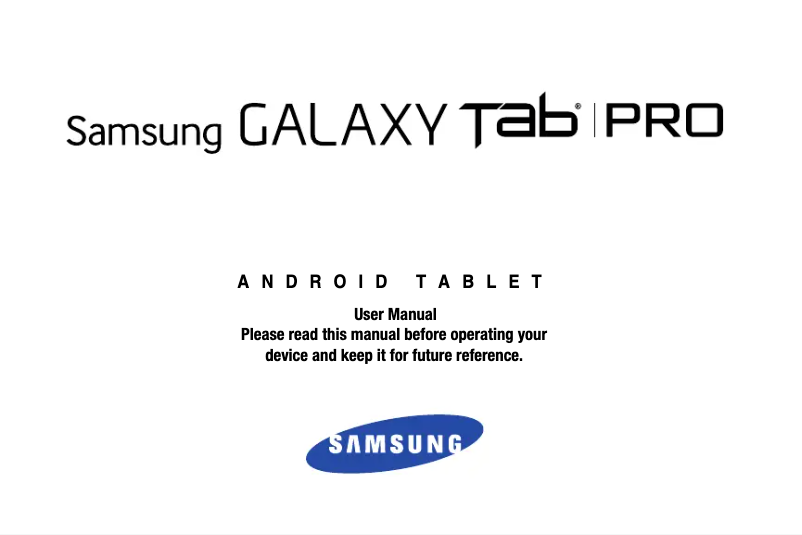 Page 1 de la notice Manuel utilisateur Samsung Galaxy TabPRO 10.1