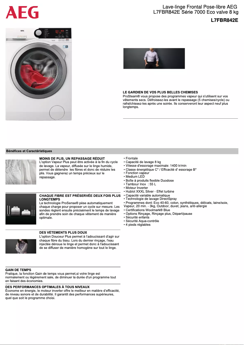 Image de la première page du manuel de l'appareil L7FBR842E