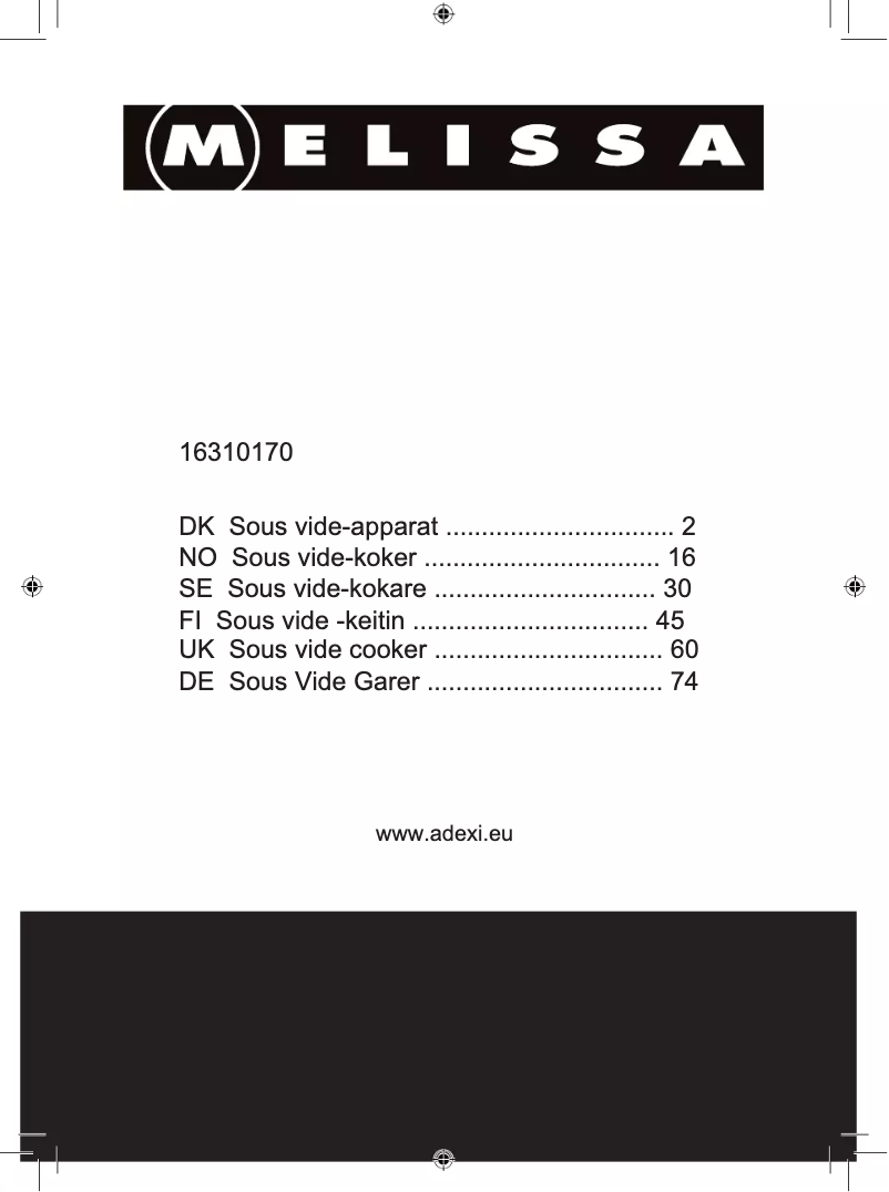 Page 1 de la notice Manuel utilisateur Melissa 16310170