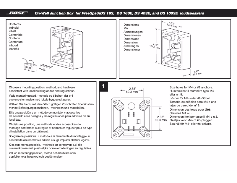 Page 1 de la notice Manuel utilisateur Bose On-Wall Junction Box