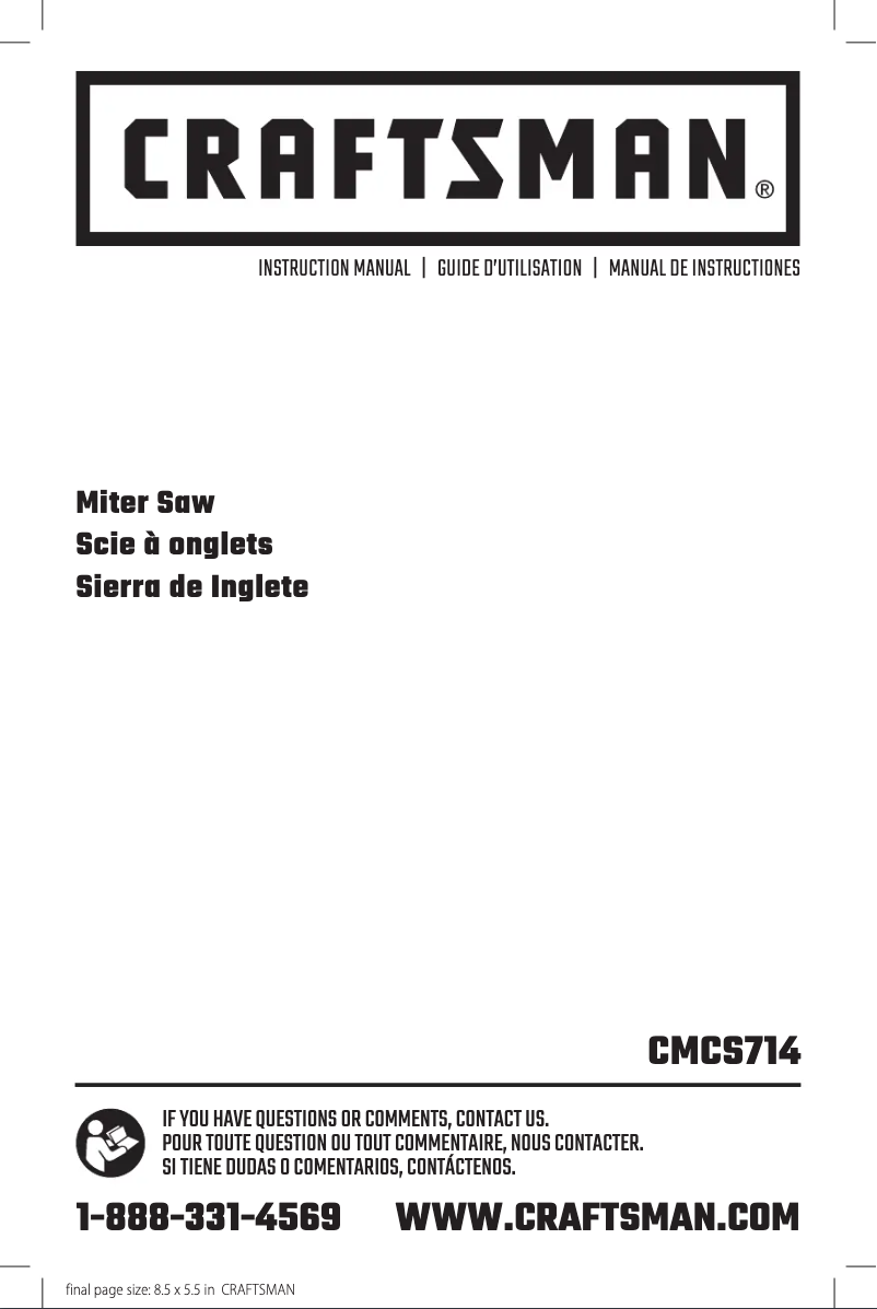 Page n°1 - Manuel utilisateur Craftsman CMCS714M1