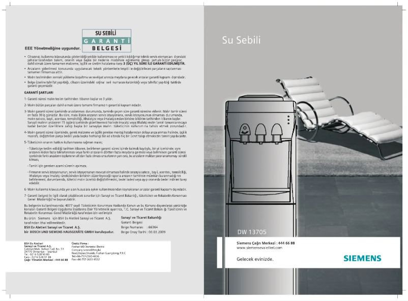 Page 1 de la notice Manuel utilisateur Siemens DW13705