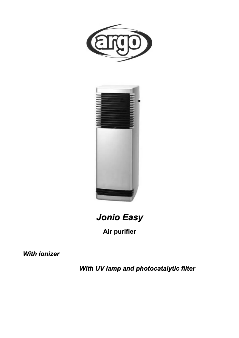 Page 1 de la notice Manuel utilisateur Argoclima Jonio Easy