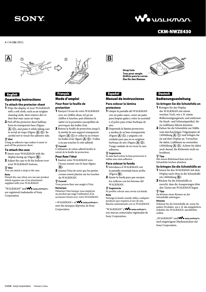 Página 1 del manual Manual de usuario Sony CKM-NWZE430