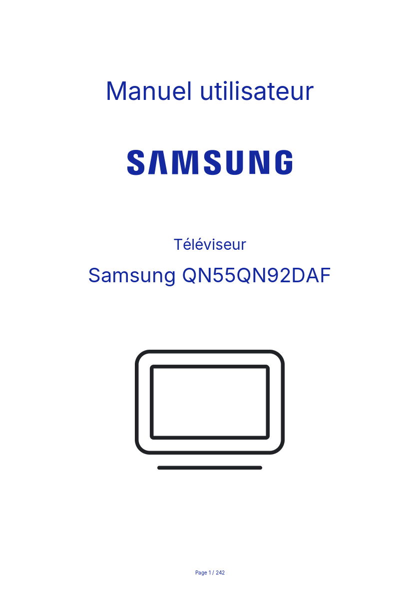 Image de la première page du manuel de l'appareil QN55QN92DAF