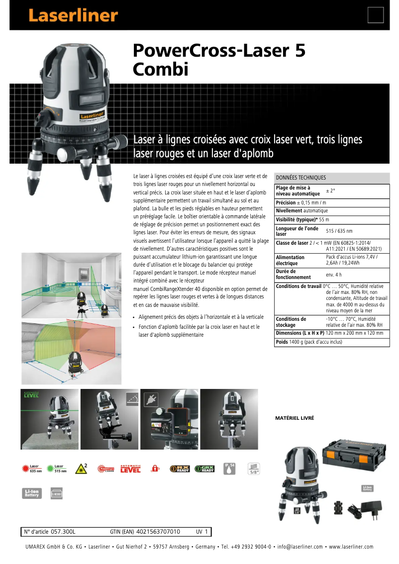 Image de la première page du manuel de l'appareil PowerCross-Laser 5