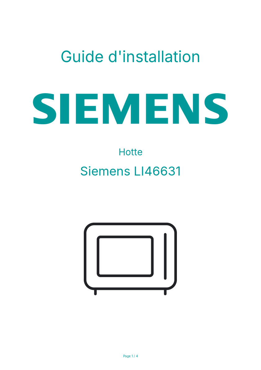 Page n°1 - Guide d'installation Siemens LI46631