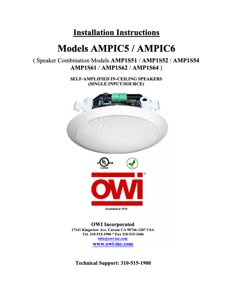 Page 1 de la notice Manuel utilisateur OWI AMP1S64