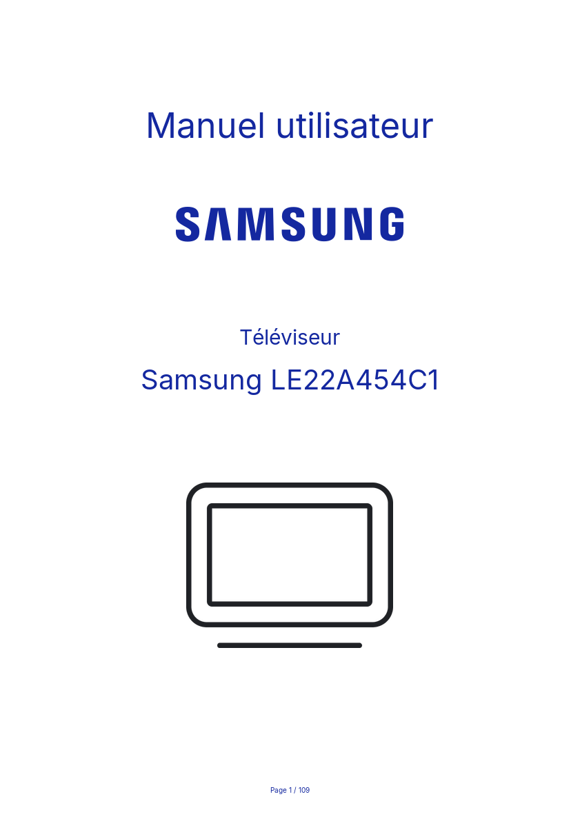 Page n°1 - Manuel utilisateur Samsung LE22A454C1