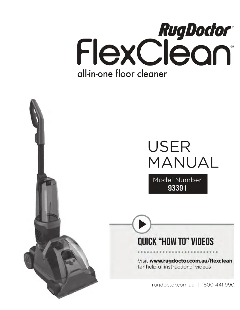 Page 1 de la notice Manuel utilisateur RugDoctor FlexClean 93391