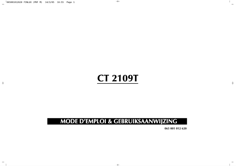 Image de la première page du manuel de l'appareil CT2109T