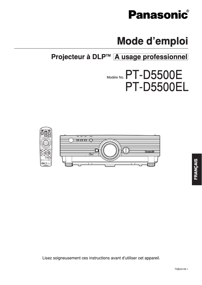 Page 1 of the manual User Manual Panasonic PT-D5500E