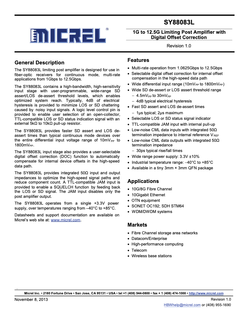 Image de la première page du manuel de l'appareil SY88083L