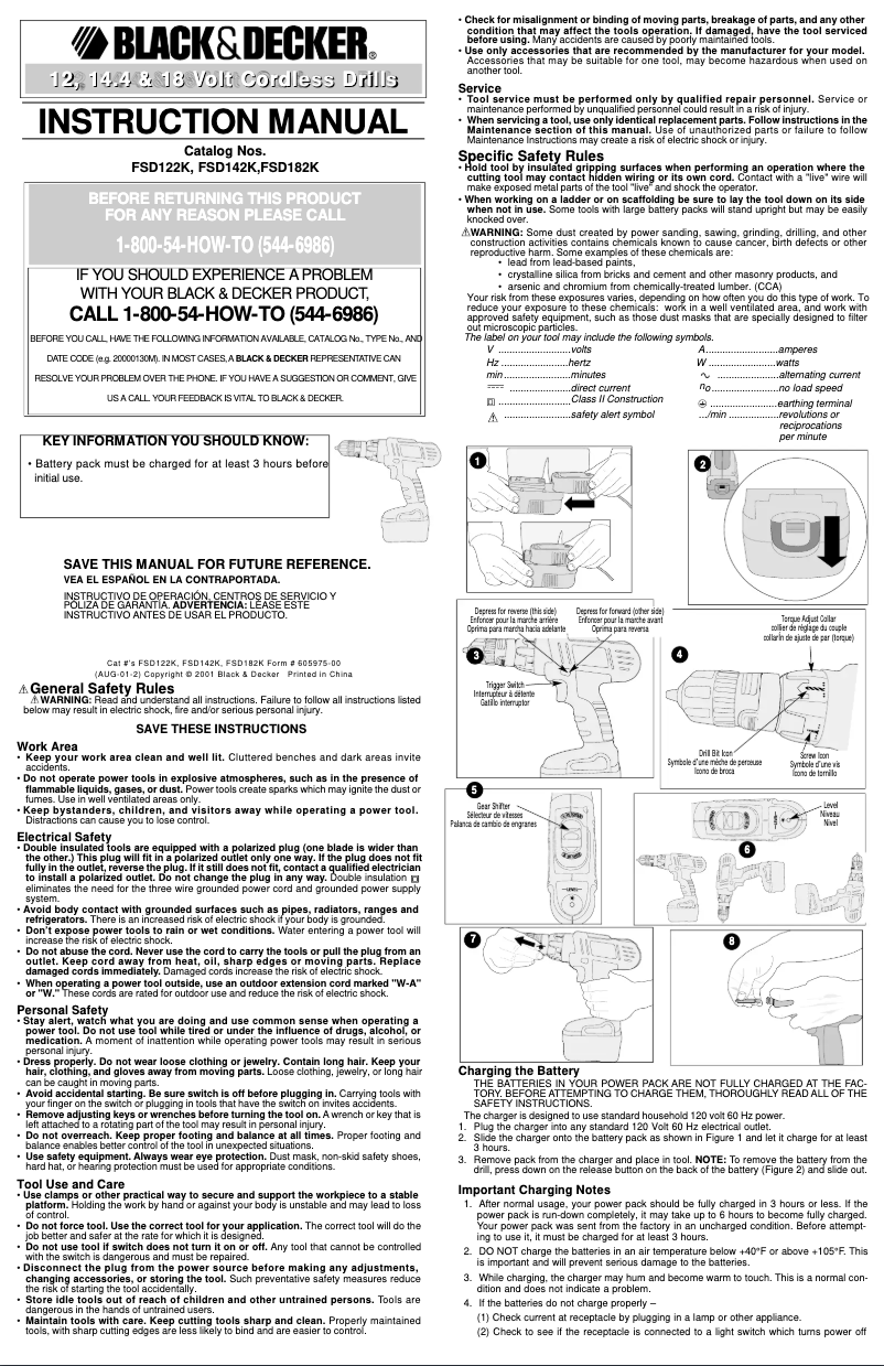 Page 1 de la notice Manuel utilisateur Black & Decker FSD122