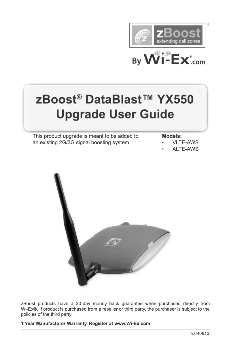 Page 1 de la notice Manuel utilisateur zBoost DataBlast YX550-VLTE-AWS-UPGRADE