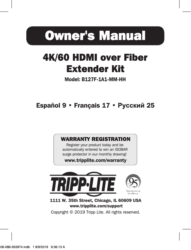 Page 1 de la notice Manuel utilisateur Tripp Lite B127F-1A1-MM-HH