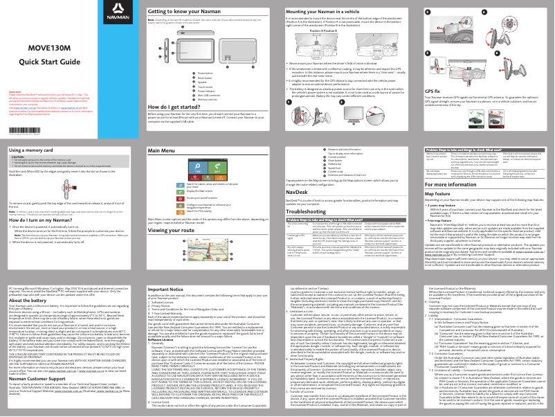 Page 1 de la notice Guide de démarrage rapide Navman MOVE-130M