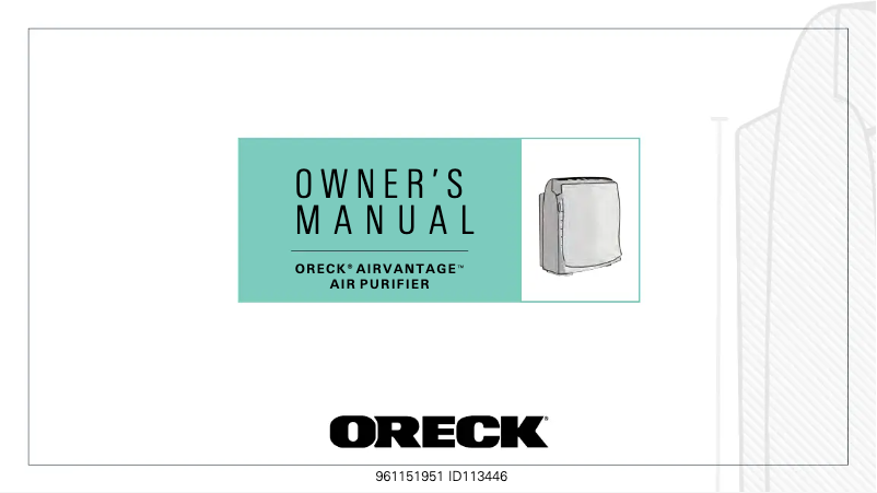 Page n°1 - Manuel utilisateur Oreck Airvantage WK10002QPC