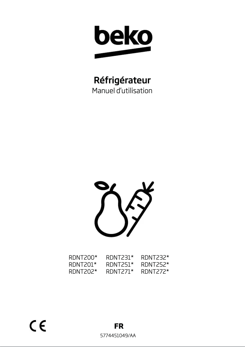 Page 1 de la notice Manuel utilisateur Beko RDNT271I30XBN