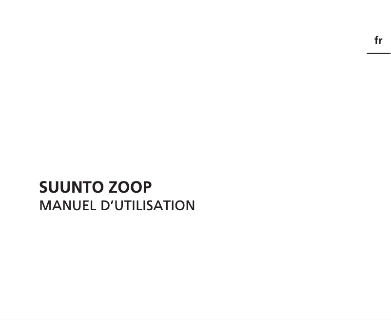 Page 1 de la notice Manuel utilisateur Suunto Zoop