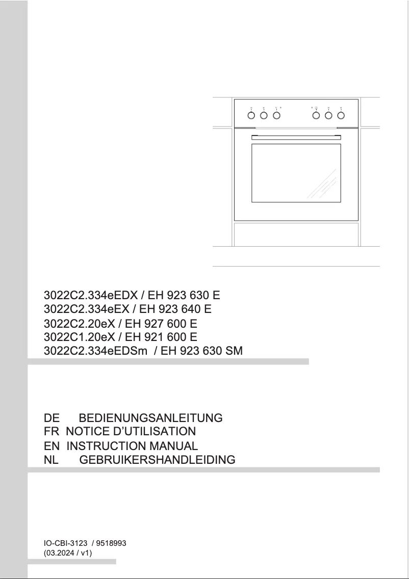 Page n°1 - Manuel utilisateur Amica EH 923 630 SM