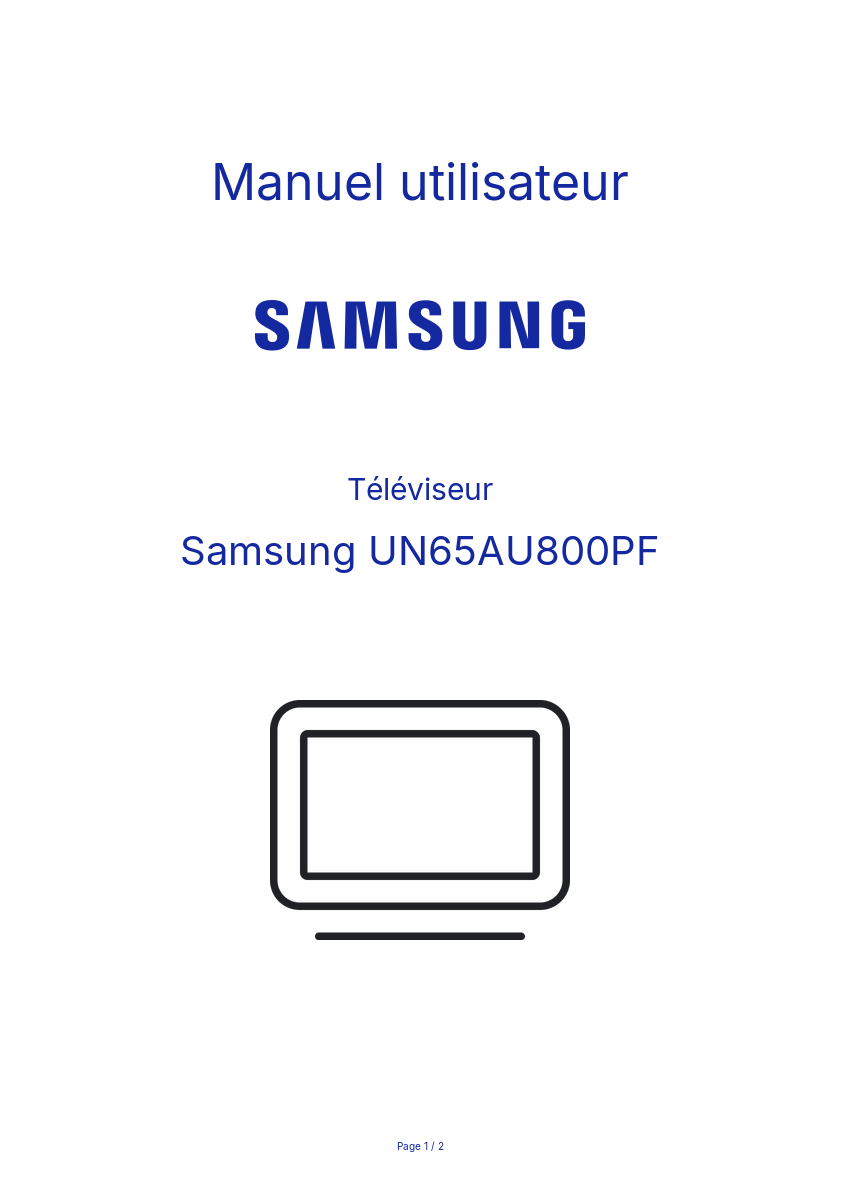 Page n°1 - Manuel utilisateur Samsung UN65AU800PF