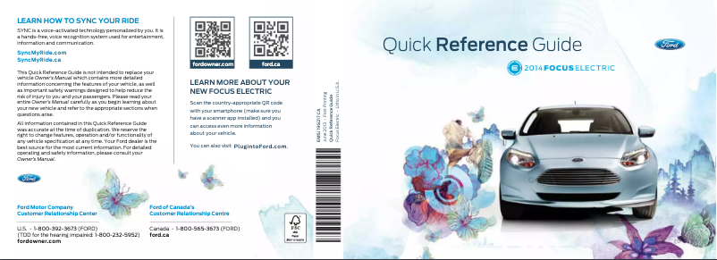 Page 1 de la notice Manuel utilisateur Ford Focus Electric (2014)