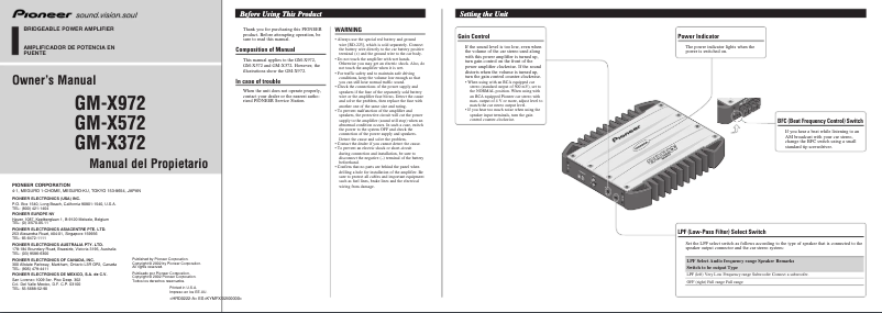 Page n°1 - Manuel utilisateur Pioneer GM-X972
