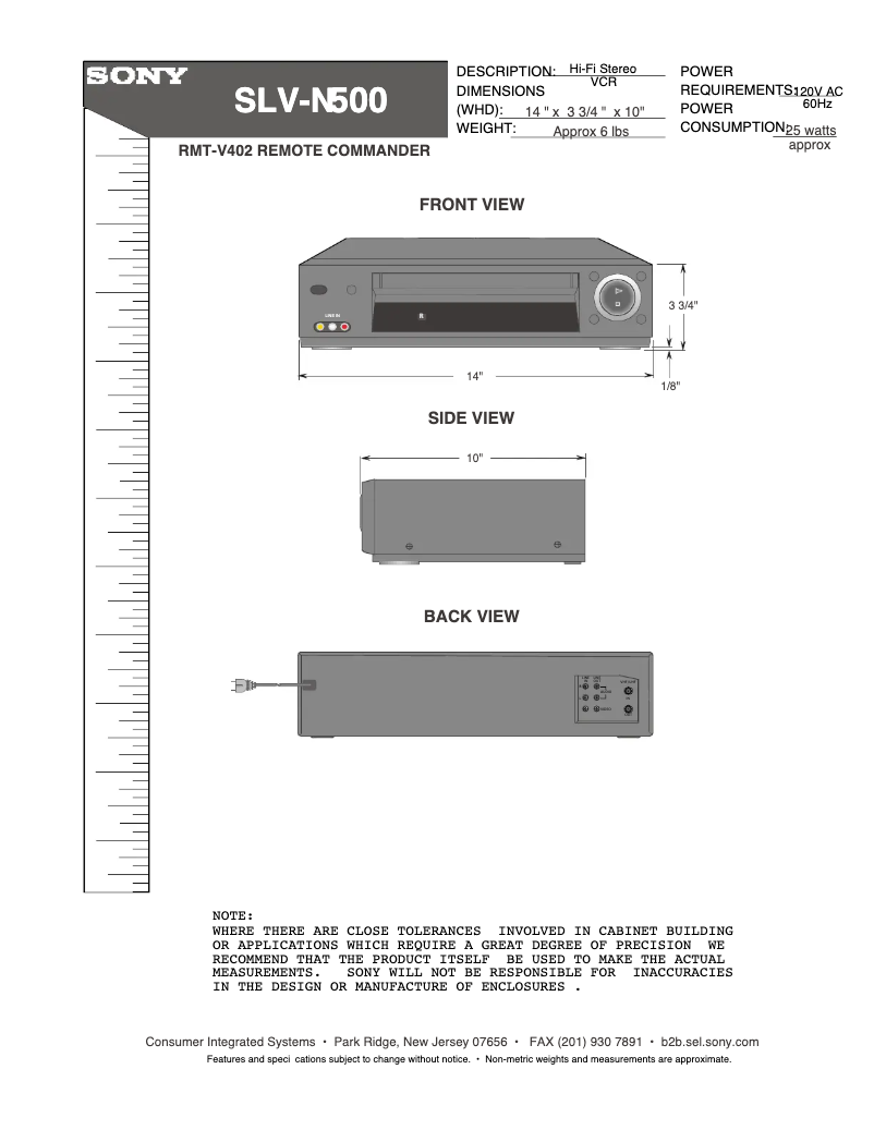 Page 1 de la notice Guide d'installation Sony SLV-N500