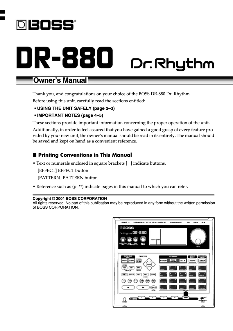 Image de la première page du manuel de l'appareil DR-880