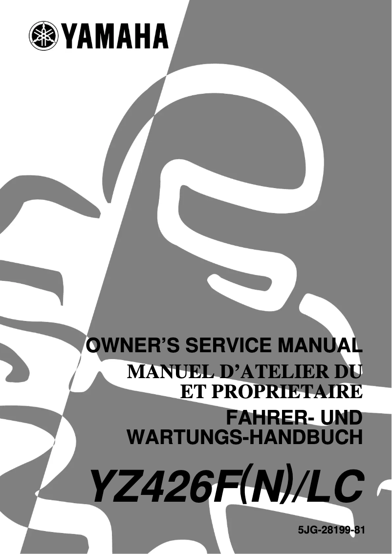 Image de la première page du manuel de l'appareil YZ426F