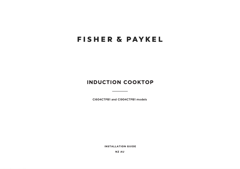 Page n°1 - Guide d'installation Fisher & Paykel CI904CTPB1